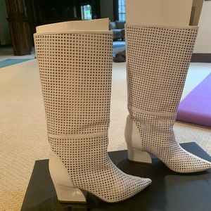 Tibi perforated boots white 38